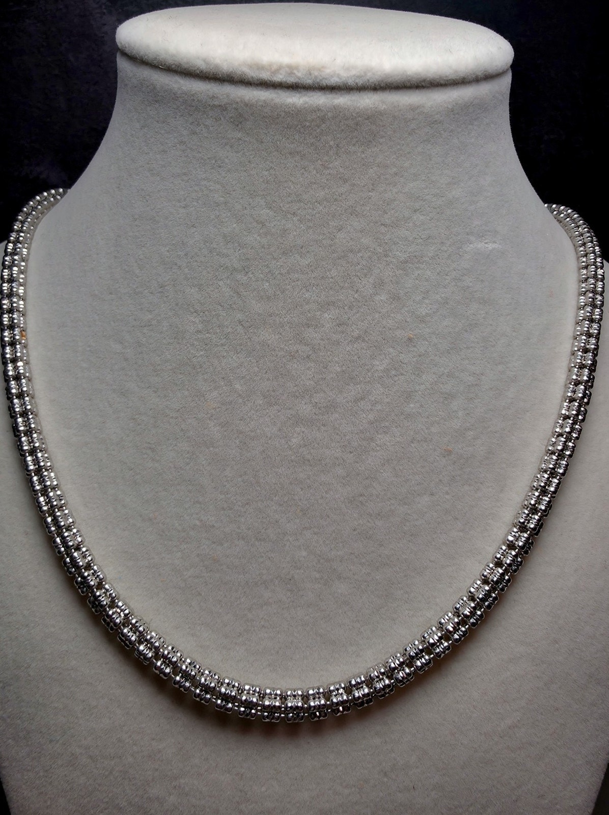 24" 5.1mm 41g 5-Line Dc Ice Barrel Chain W/Rhodium Solid 925 Sterling Silver